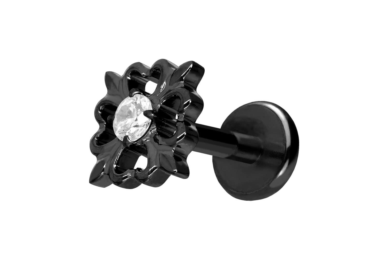 Titan Labret Piercing mit Push Fit KLEEBLATT